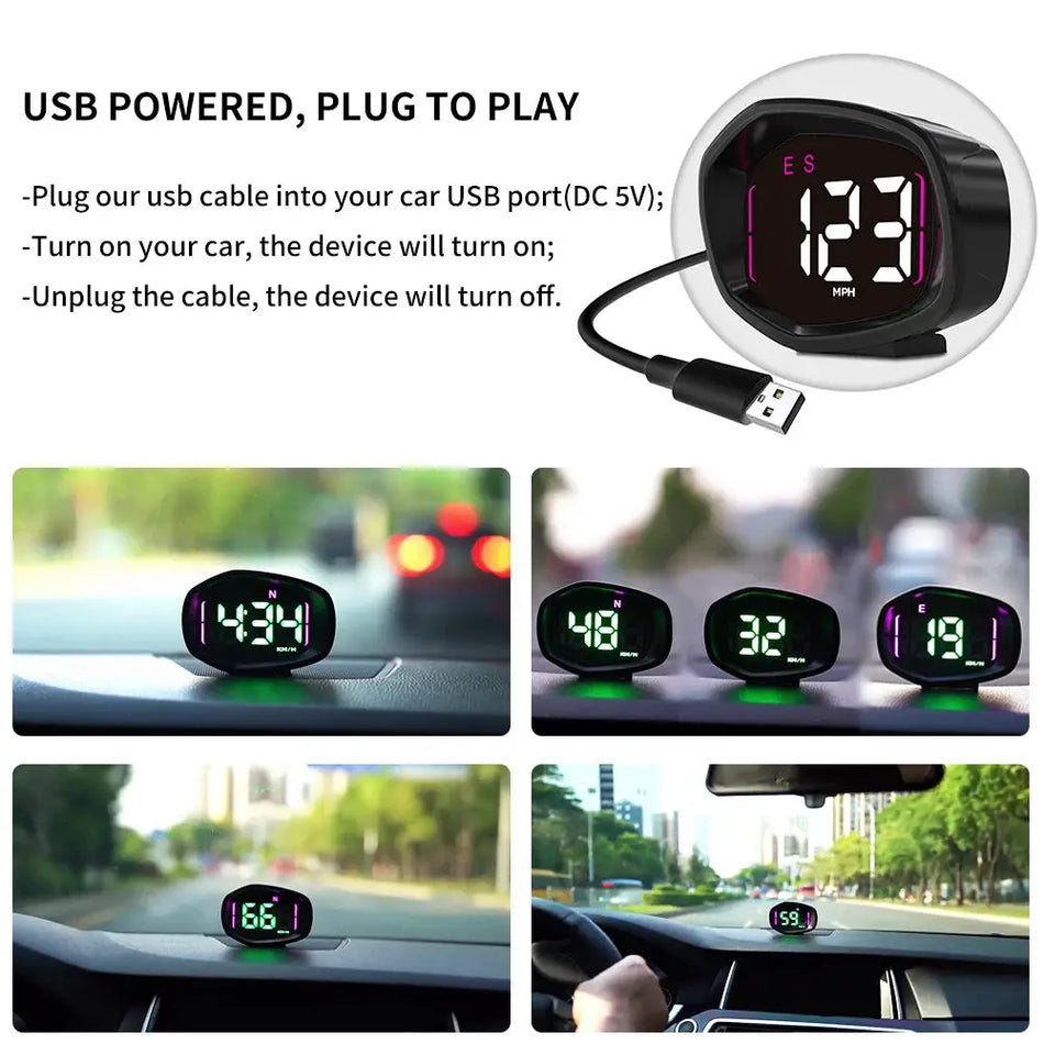 Digital Speedometer HUD With Clock Compass And Speed Alert by InterCyprus Trading Ltd