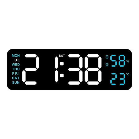 WOKLOK 9 Inch Large Digital Wall Clock &ndash; USB Powered with Temperature and Humidity Display ABBL / 9 inch