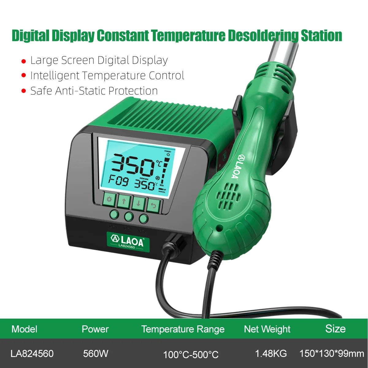 LAOA Repair Soldering Station 90W &ndash; Adjustable Temp LED LA824560