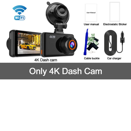 Kocam 4K WiFi Dash Cam &ndash; Dual Lens Front and Rear Recording Only 4K Dash Cam / 128G