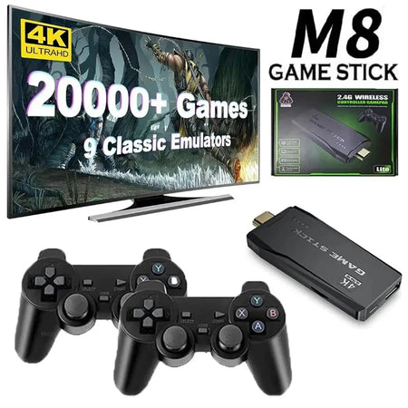 4K HD Retro Video Game Console with 20000 Games and Wireless Controllers