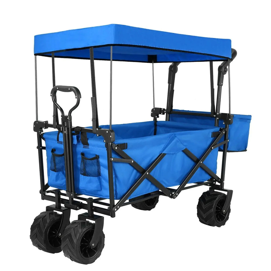 Foldable Handcart With Roof Off Road Brakes 115kg Capacity