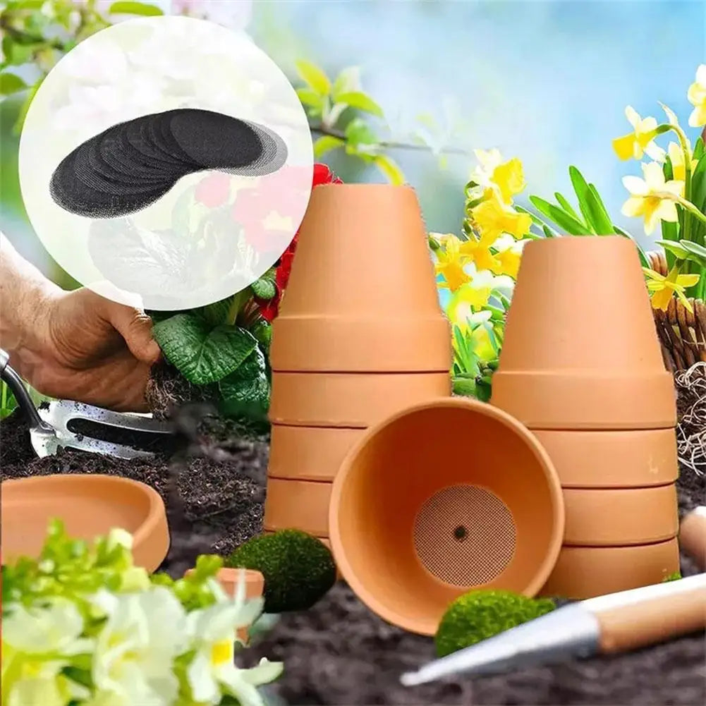 50PCS Flower Pot Mesh Pads &ndash; Prevent Soil Loss with Durable Drainage Screens