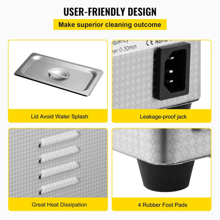 0.8L Ultrasonic Cleaner 35W Mini Dish Washing