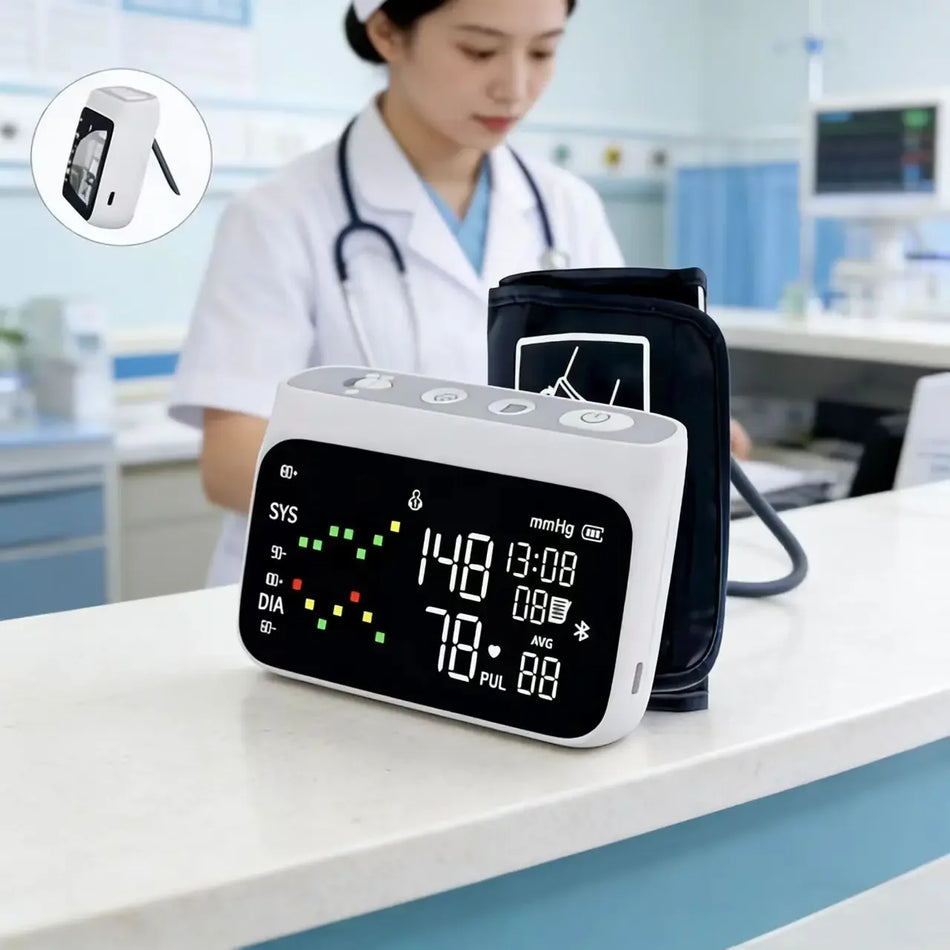 Automatický digitálny monitor krvného tlaku na ramene s držiakom