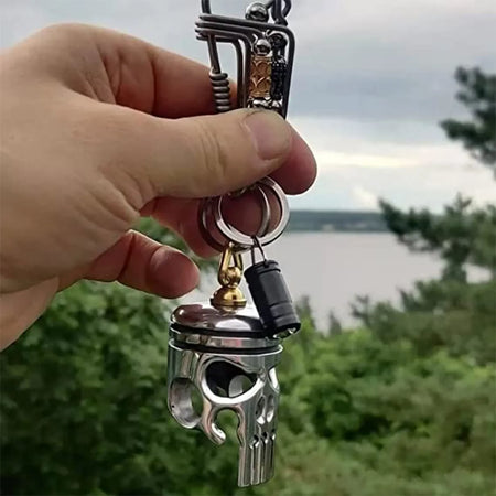 Skull Keychains Piston Art Keychain &ndash; With Flashlight