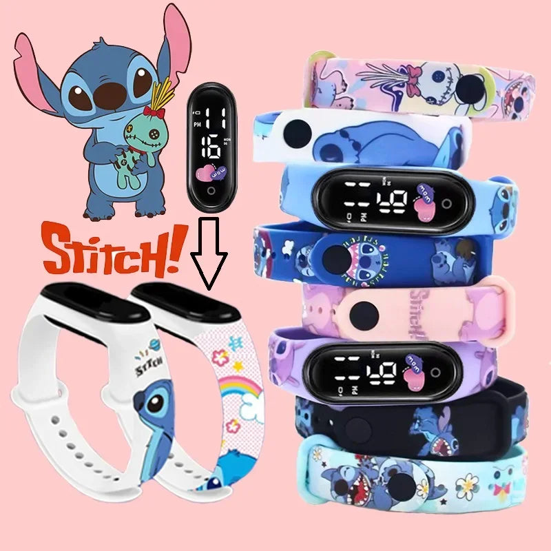 MINISO Disney Stitch LED Dokunmatik Spor Saat Su Geçirmez Dijital Çocuk Doğum Günü Hediyesi - Kıbrıs