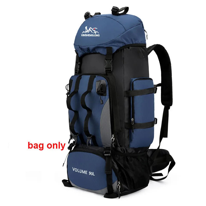 Hiking Trekking Bag &ndash; Waterproof 90L Capacity For Outdoors Deep Blue