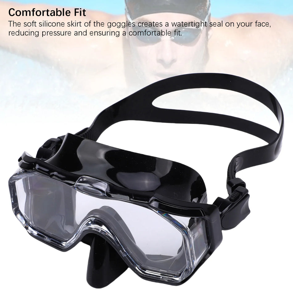 Swim Goggles With Nose Cover &ndash; Wide View Shatterproof Lens