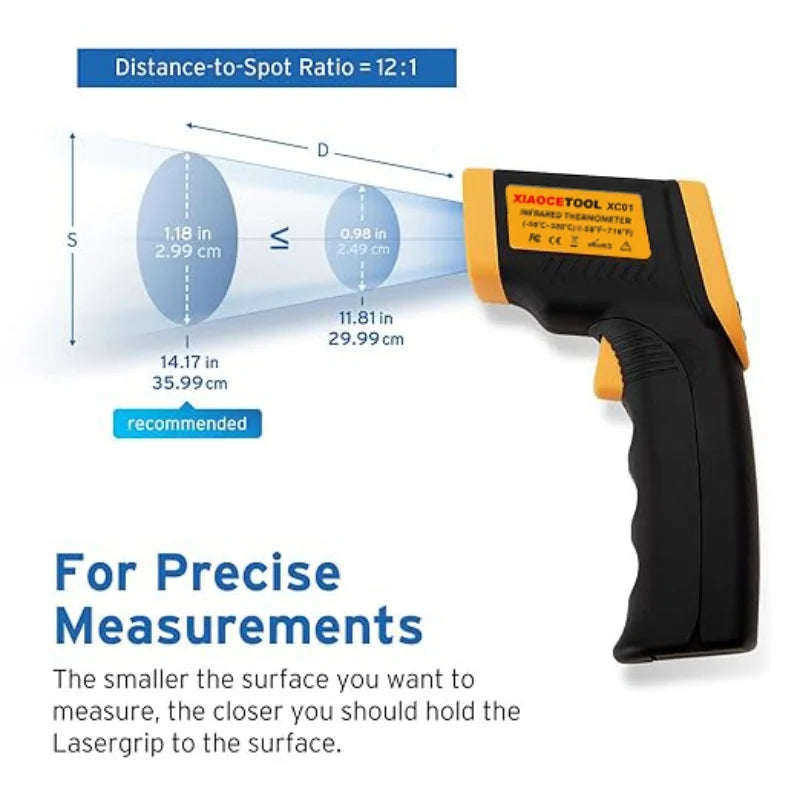 Pistolet Thermomètre Infrarouge Numérique avec Rétroéclairage pour BBQ