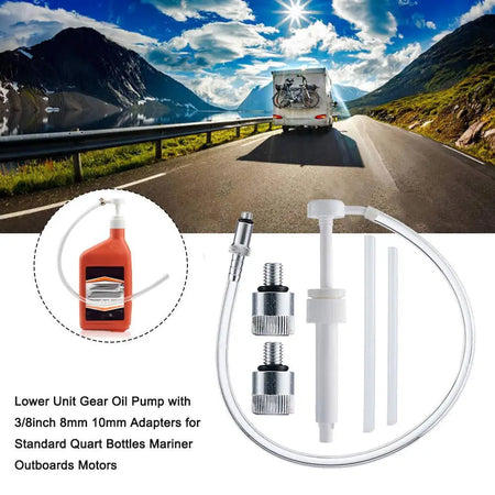 Lower Unit Gear Oil Pump with Standard Quart Bottle Adapters for Marine Motors