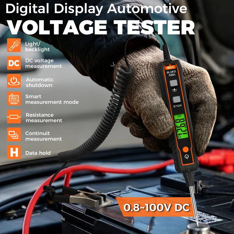 Digitaler Spannungsprüfer-Stift für Autos, Fehlerdiagnosetester, Sicherungsprüfer