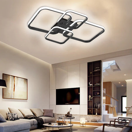 Modern LED Ceiling Lights Square 4 Heads &ndash; Sleek Black White
