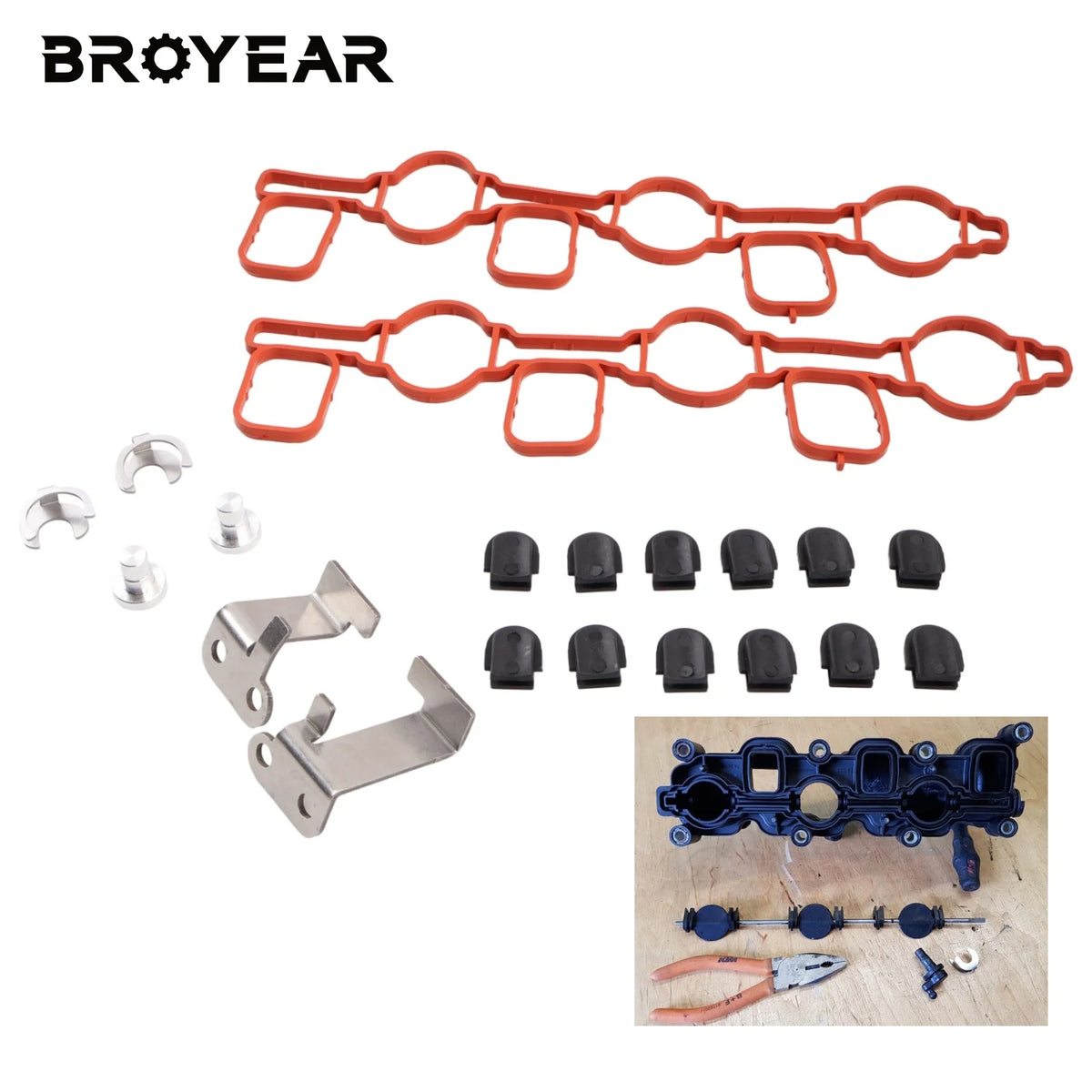 Swirl Flap Repair Kit With Aluminum Brackets And Gaskets For Audi VW 2.7 3.0 V6 TDI by InterCyprus Trading Ltd