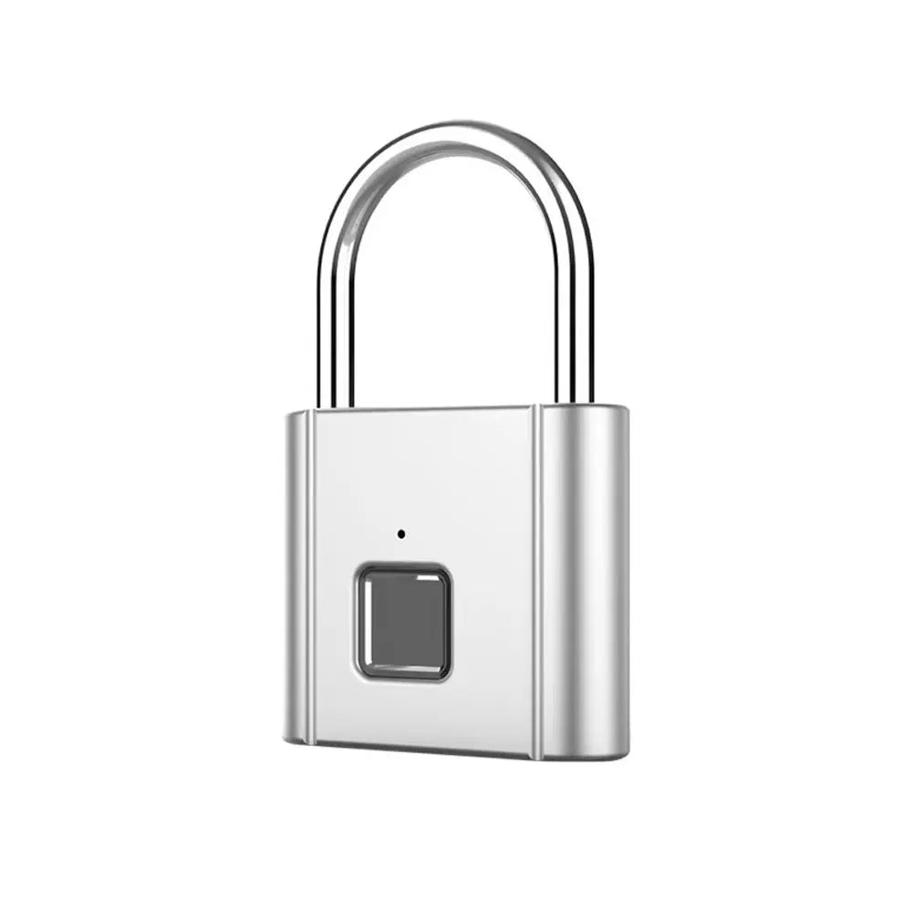 Smart Biometric Fingerprint Padlock - Waterproof &amp; Keyless Security Lock Silver