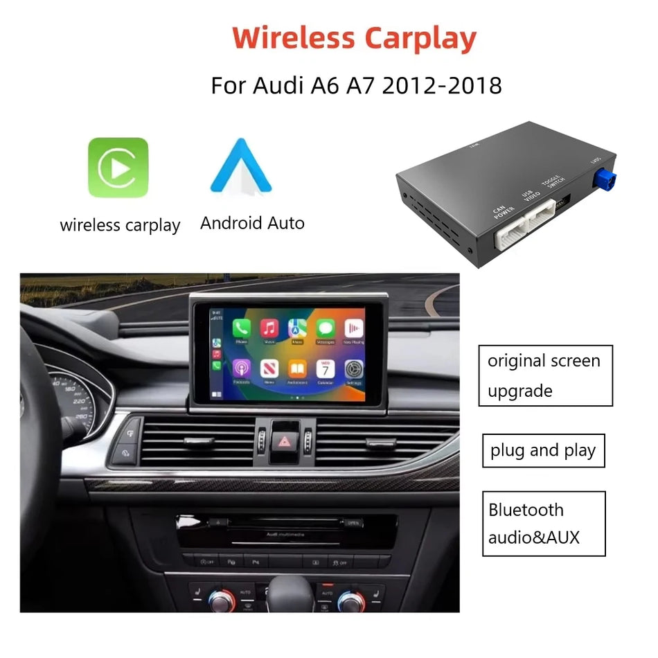 Audi A6/A7 2012-2018 Wireless CarPlay Interface With Android Auto Rear Camera