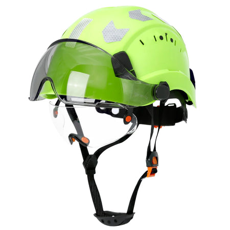 SF06 Safety Helmet - Reflective Stickers And Goggles Green with sticker