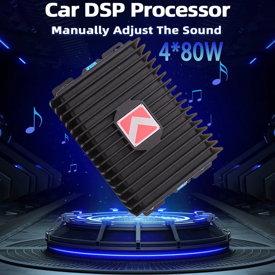 Auto zesilovač 80W 4-kanálový DSP Hi-Fi s Android velkým displejem, hliník