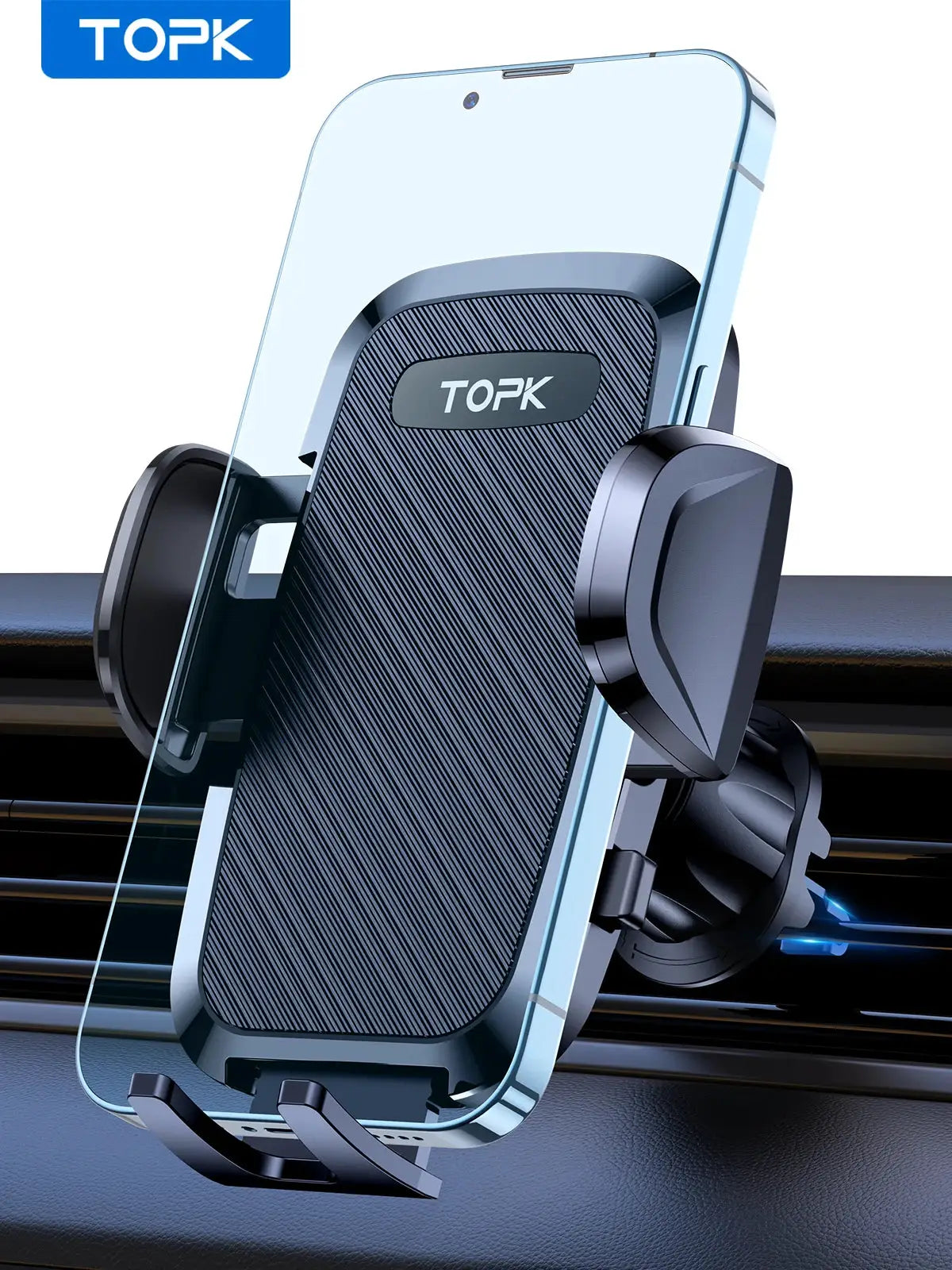 TOPK D36-G Universal Car Phone Holder with Hook Clip Air Vent Car Mount 360° Rotation Universal Mobile Phone Mount for Cellphone by InterCyprus Trading Ltd