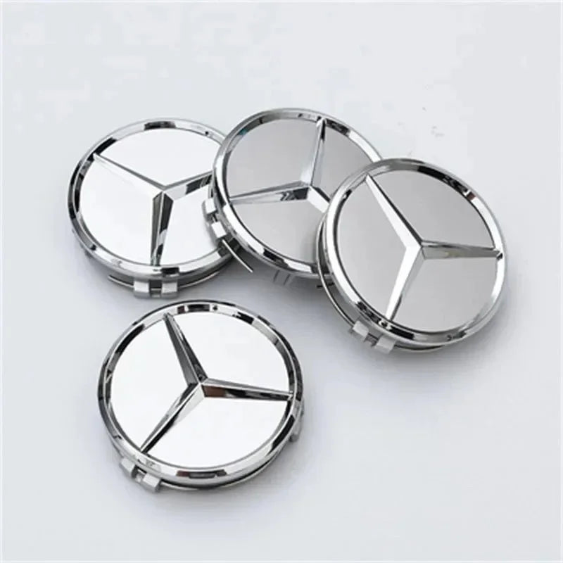 4PCS 75MM Car Hub Center Cover &ndash; Premium Mercedes Benz Emblem Design Silver Benz