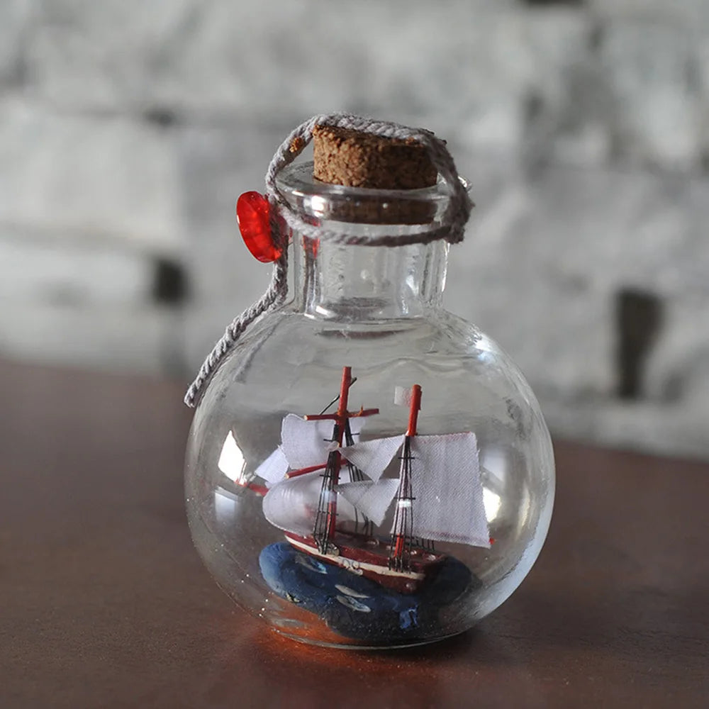 Glass Bottle Ship Series Drifting Bottle &ndash; Mini Boat Inside