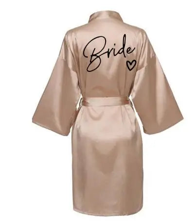Team Bride Satin Robe - Perfect for Weddings &amp; Bridal Showers Bride champagne / S