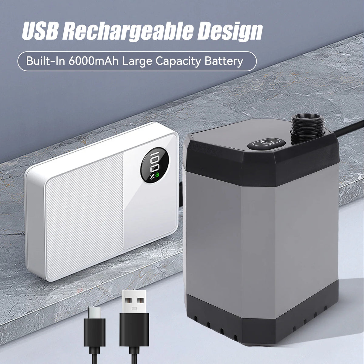 Camping Shower With Power Display &ndash; LED Display 6000mAh