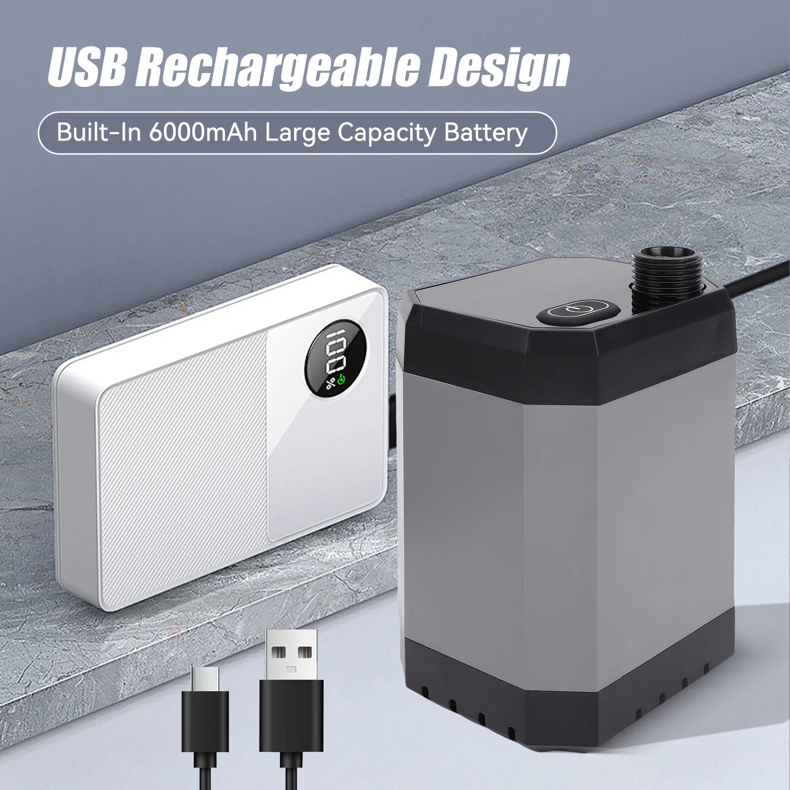 Camping Shower With Power Display &ndash; LED Display 6000mAh