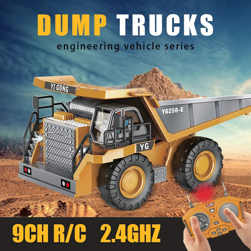 BigShu 1:24 RC Alloy Dump Truck and Excavator Set for Kids