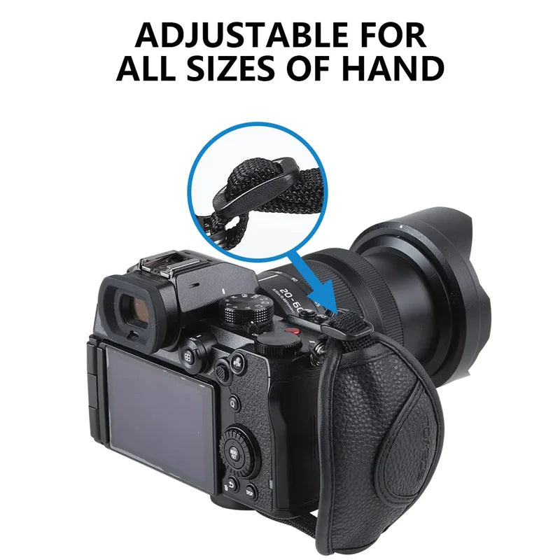Leather Hand Grip Wrist Strap for DSLR Cameras - Compatible with Nikon, Canon, Sony, and More