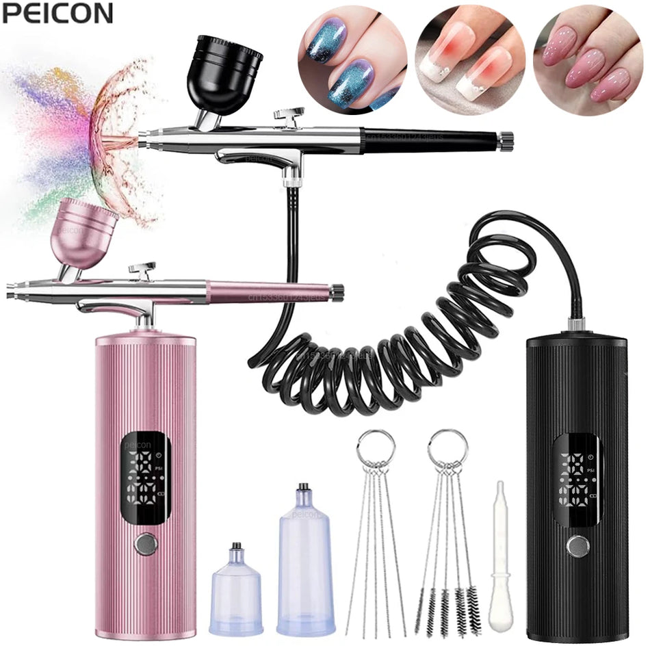 Tragbarer Nagel-Airbrush mit Kompressor für Nägel, Basteln, Tortendekoration
