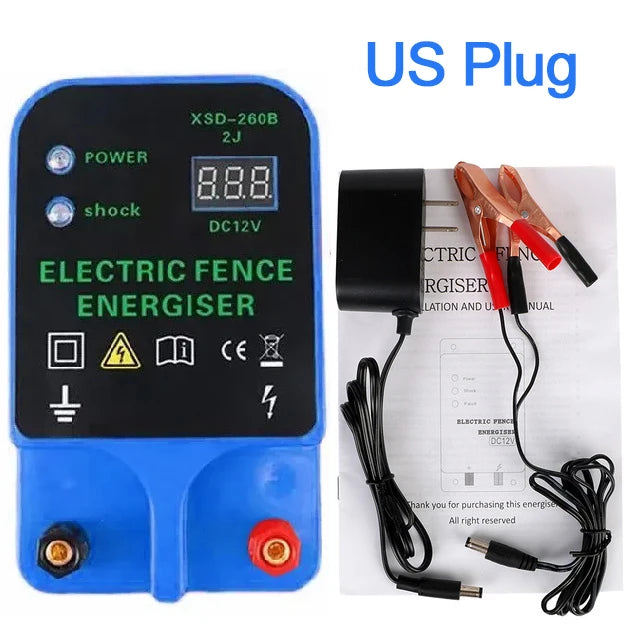 Livestock Pulse Controller Energizer &ndash; Large LCD Display Blue US