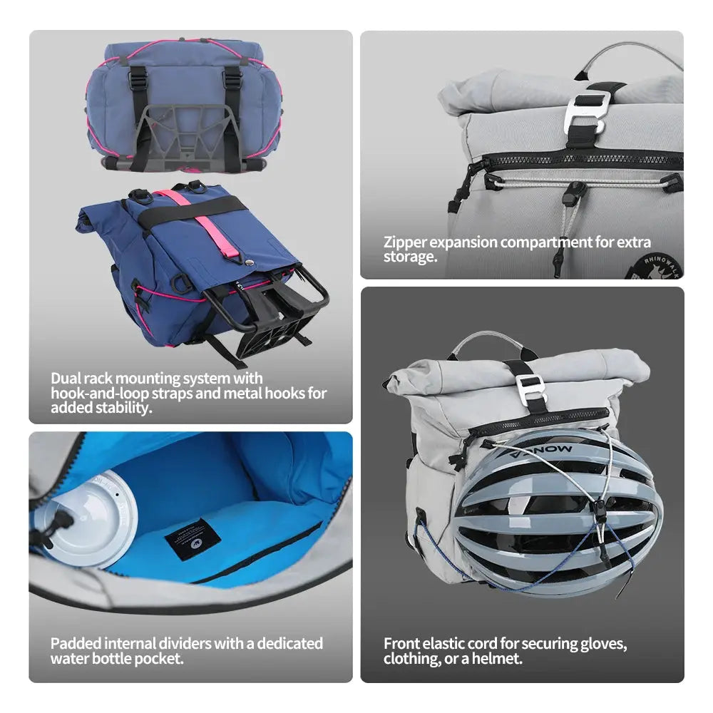 Rhinowalk Bike Handlebar Bag 17L Cycling Backpack Front Quick Release Urban Basket For Brompton Dahon Folding Bike by InterCyprus Trading Ltd