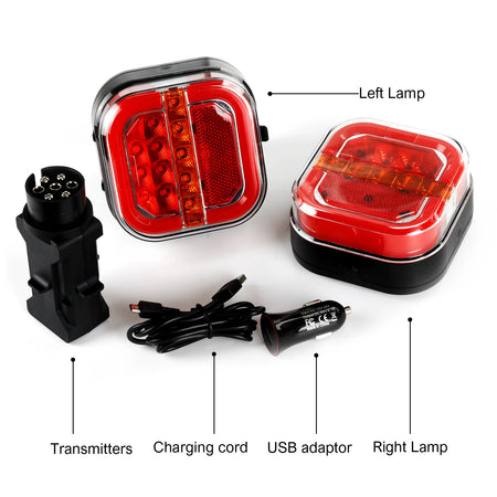 LED Magnetic Wireless Trailer Tail Lights Kit - Waterproof &amp; Cable-Free