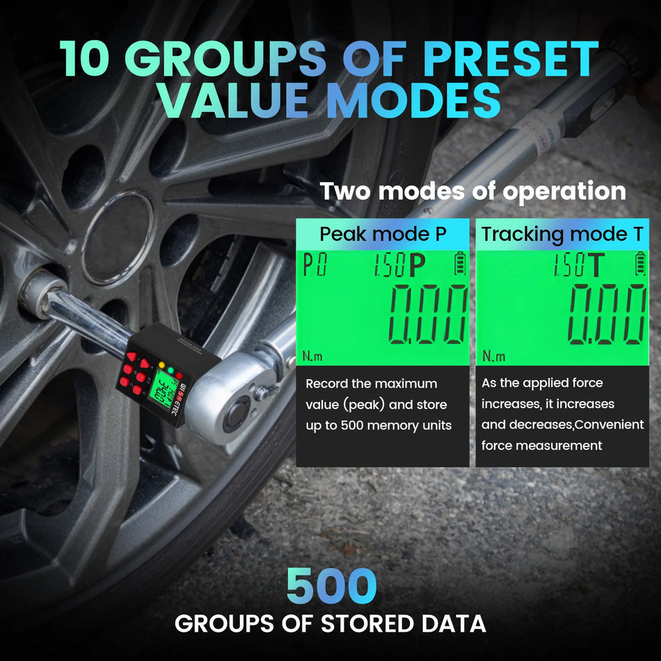 Adaptator de cuplu digital cu jumătate de inch 3.4 la 340 Nm cu memorie presetată