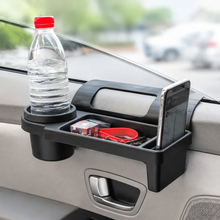 Car Window Slot Organizer With Cup Holder And Phone Storage Rack