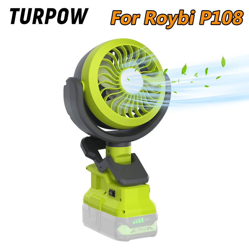 Turpow 18V Cordless Roybi Fan P108 P107 with Light 2In1