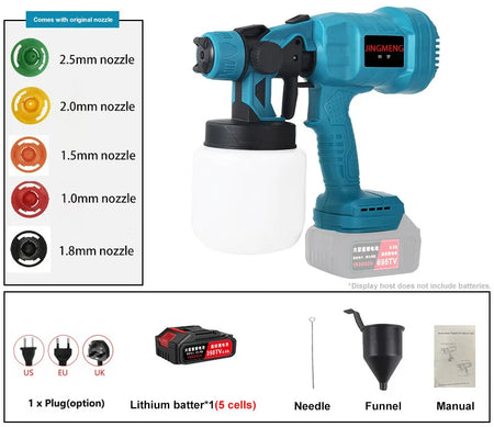 800ML Cordless Electric Spray Gun 1 Battery 1 Plug / UK Plug