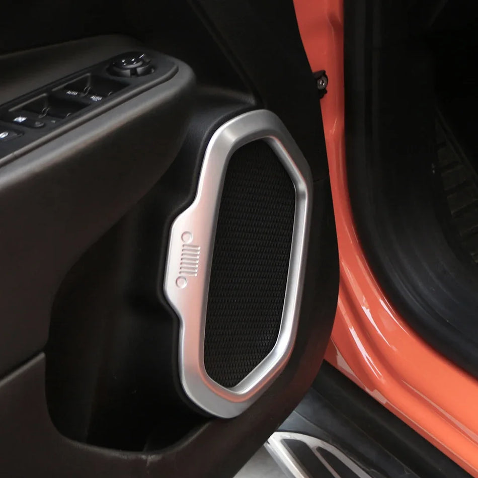 Jeep Renegade Deur Speaker Frame Stickers Met ABS Zilveren Afwerking, 4 Stuks