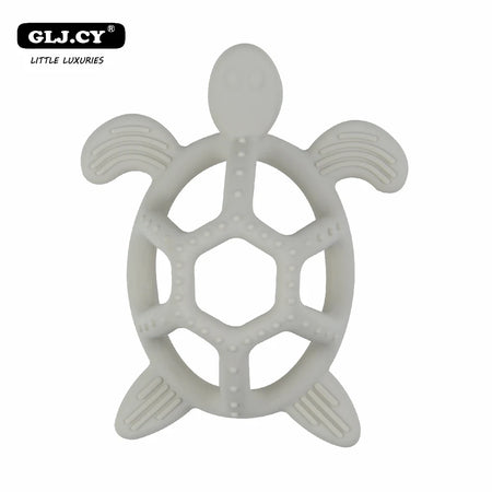 Food Grade Silicone Cartoon Animal Teether - Turtle Design Milky white