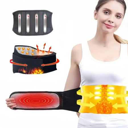 Adjustable Waist Tourmaline Self Heating Magnetic Therapy Back Support Belt &ndash; Enhanced Lumbar Support and Pain Relief