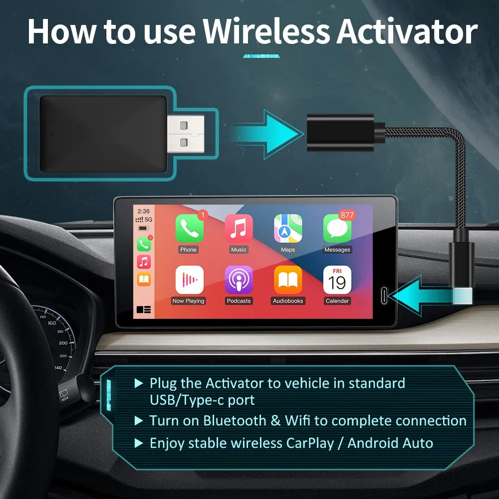 AKAMATE CarPlay Dongle - Wireless CarPlay Android Auto