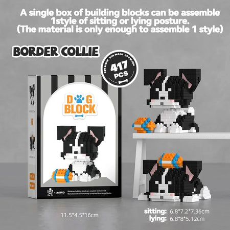Cute Dog Building Blocks Set &ndash; Ideal Table Decor Gift BORDER COLLIE