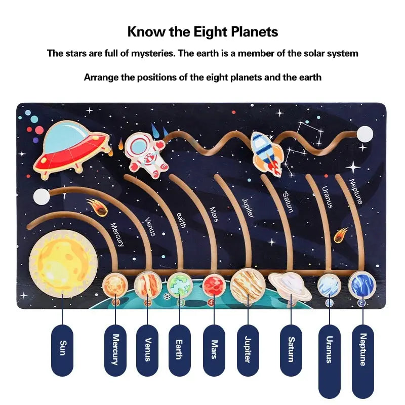 Wooden Solar System Puzzle &ndash; Educational Space Learning Toy