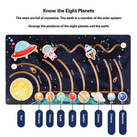 Wooden Solar System Puzzle &ndash; Educational Space Learning Toy