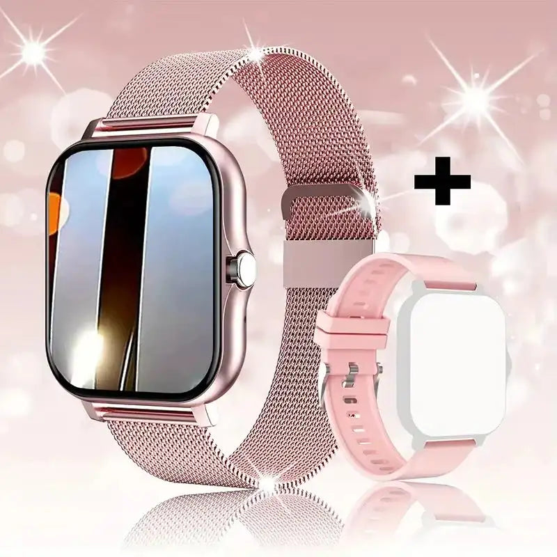 LAXASFIT 2025 Smart Watch Bluetooth Full Touch Screen Pink ML Pink