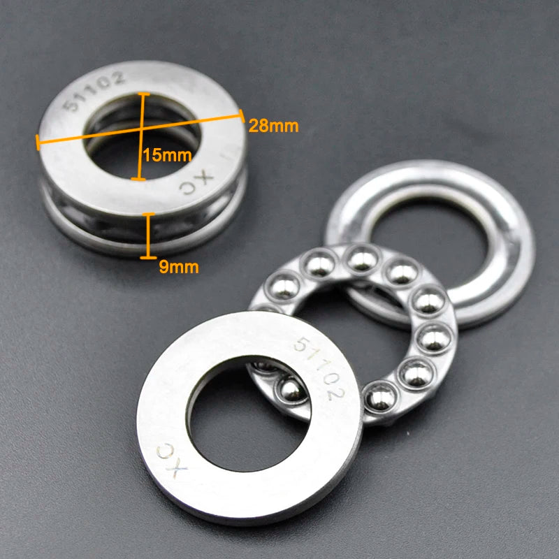 Thrust Ball Bearings 51100-51108 &ndash; High Precision Steel 51102 15x28x9mm / CHINA / 10Pcs