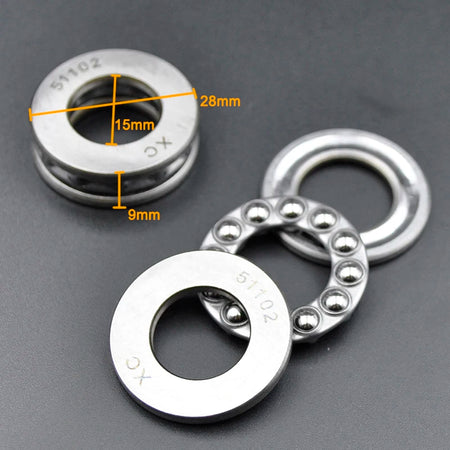 Thrust Ball Bearings 51100-51108 &ndash; High Precision Steel 51102 15x28x9mm / CHINA / 10Pcs