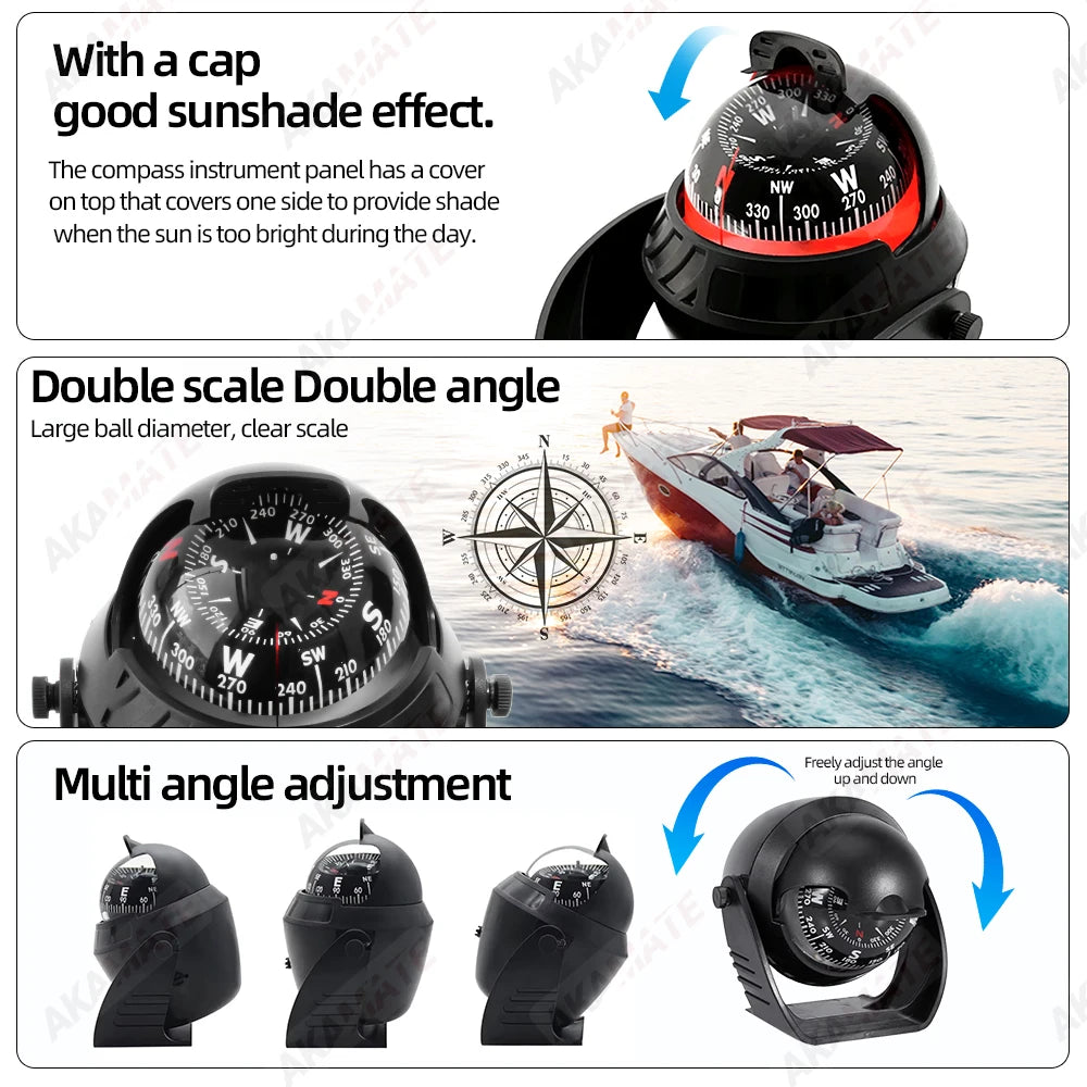 Ball Shaped Navigation Compass &ndash; Pivoting Marine Design