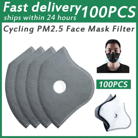 Cycling Face Mask PM2.5 Activated Carbon &ndash; Five Layer Filter Only filters 100Pcs